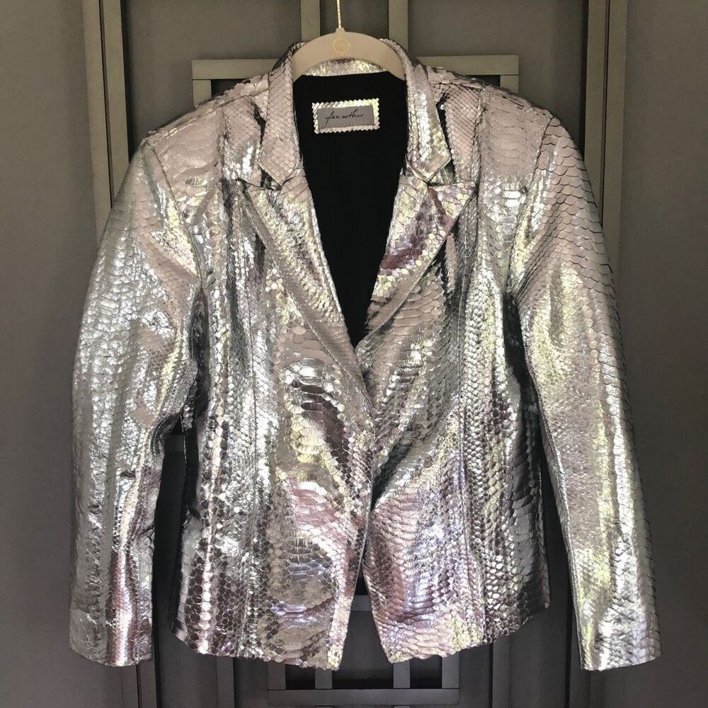 Glen Arthur Silver, genuine, snake, skin, cashmere, cropped jacket, blazer, size
